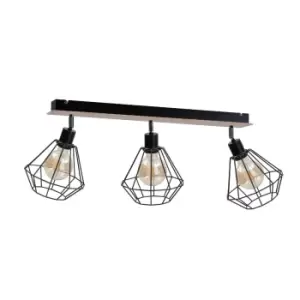 Atwood Ceiling Spotlight Bar Black, Wood, 63cm, 3x E27