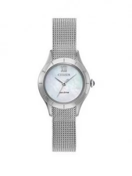 Citizen Eco-Drive Mother Of Pearl Dial Stainless Steel Mesh Strap Ladies Watch