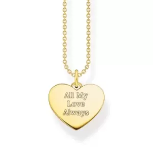 THOMAS SABO Gold Plated Flat Polished Heart Necklace