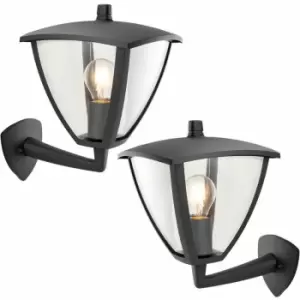 Loops - 2 pack IP44 Outdoor Wall Lamp Textured Grey Curved Modern Lantern Porch Light