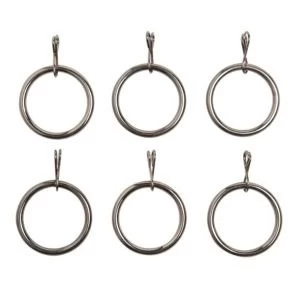 Colours Nickel effect Metal Curtain ring Dia16mm Pack of 6