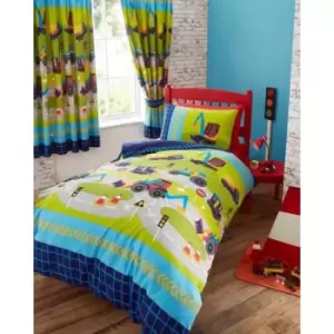 Portfolio Home Kids Club Digger Trucks Duvet Cover And Pillow Case Bed Set - Single