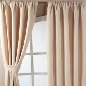 Homescapes - Natural Chenille Pencil Pleat Lined Curtains Pair, 66 x 72' - Natural