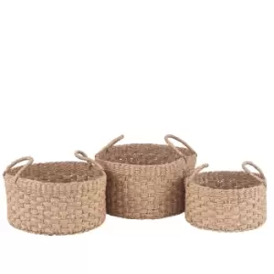 Eula Set of 3 Woven Seagrass Handled Storage Baskets Natural