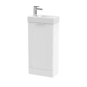 Nuie Deco Compact 400mm Floor Standing Cabinet & Basin - Satin White