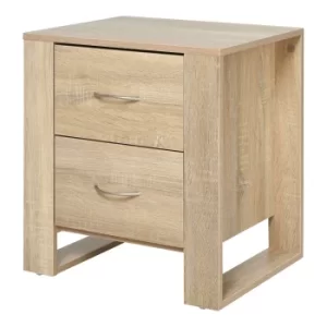 HOMCOM Particle Board 2-Drawer Bedside Table White