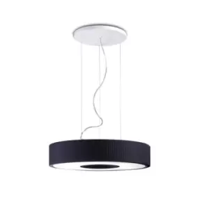 Grok 7 Light Ceiling Pendant Chrome with Black Fabric Shade, E27