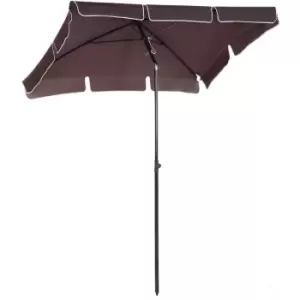 Sun Umbrella Parasol Patio Rectangular Tilt - 2 x 1.25m - Brown - Outsunny