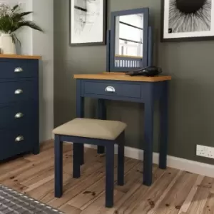 Rye Blue Upholstered Wooden Dressing Table Stool