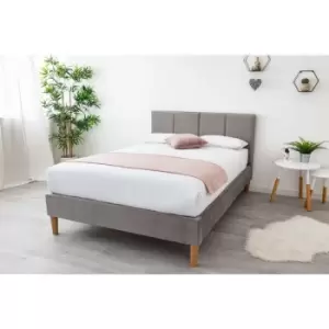 Gailey Grey Plush Velvet Bed Double 4ft6 - Grey