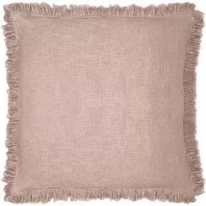 Korin Woven 100% Cotton Fringed Cushion Cover, Blush, 50 x 50 Cm - Furn