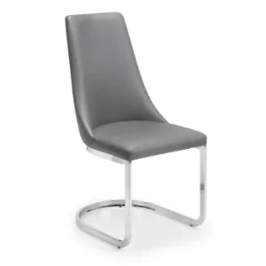 Como Set of 2 Dining Chairs Grey PU Leather Grey