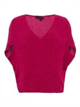 French Connection Susui Seersucker Jersey Top Magenta