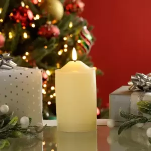 Festive 12.5cm Battery Operated Wax Firefly Pillar Candle With Timer Ivory