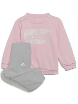 Boys, Adidas Infant Linear Crew & Pant Set, Pink/Grey, Size 9-12 Months