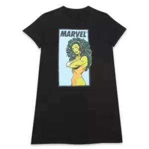 Marvel She Hulk Power Pose Womens T-Shirt Dress - Black - M - Black