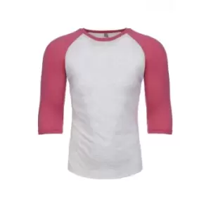 Next Level Adults Unisex Tri-Blend 3/4 Sleeve Raglan T-Shirt (3XL) (Vintage Pink/Heather White)