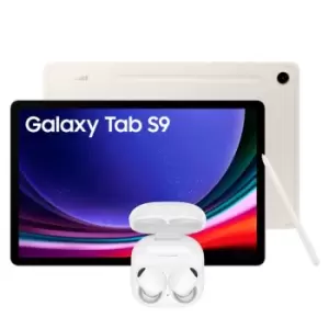 Samsung Galaxy Tab S9 11128GB Tablet Beige with Galaxy Buds2 Pro White Bundle