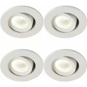 Loops - 4 pack Micro Adjustable Ceiling Downlight - 4W Cool White LED - Matt White