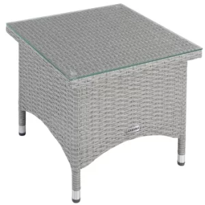 Polyrattan Side Table Grey/Beige 1.6x1.6x1.5ft