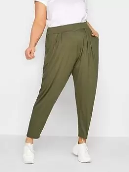 Yours Double Pleat Harem Khaki, Green, Size 16, Women