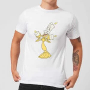 Disney Beauty And The Beast Lumiere Distressed Mens T-Shirt - White - L