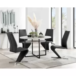 Furniture Box Adley Grey Concrete Effect Storage Dining Table and 4 Black Willow Chairs