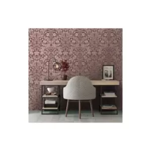 Holden Metallic Mirrored Floral Red Wallpaper