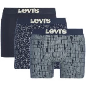 Levis Mens 3 Pack Boxers Gift Box - Indigo - L - Blue