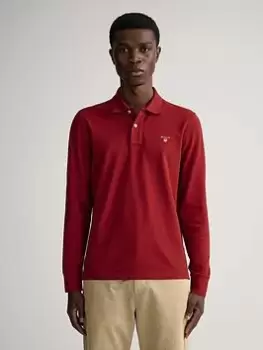 GANT Original Long Sleeve Polo Shirt - Plumped Red, Plumped Red, Size XL, Men