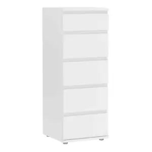 Nova Narrow Chest of 5 Drawers, white