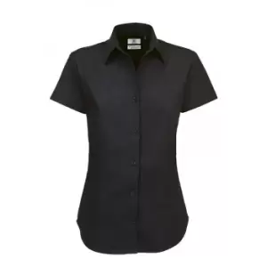 B&C Womens/Ladies Sharp Twill Short Sleeve Shirt (S) (Black)