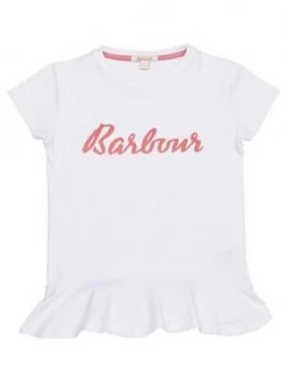 Barbour Girls Rebecca Frill Hem T-Shirt - White, Size Age: 8-9 Years, Women