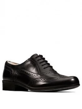 Clarks Hamble Oak Leather Brogues - Black Leather, Size 3, Women