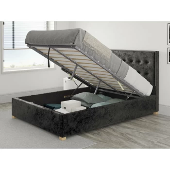 Presley Ottoman Upholstered Bed, Mirazzi Velvet, Black - Ottoman Bed Size Double (135x190)