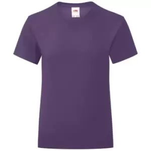 Fruit Of The Loom Girls Iconic T-Shirt (5-6 Years) (Purple)