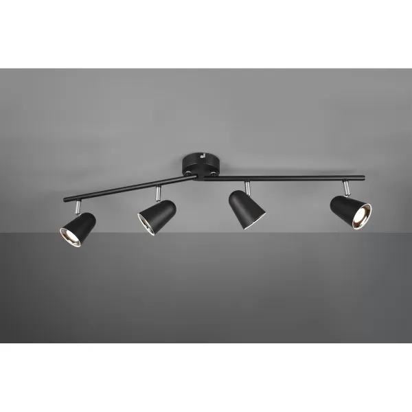 Toulouse Modern 4 Light Ceiling Spotlight Bar Black Matt 3000K