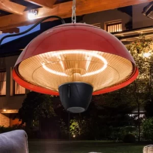 Alfresco Retro Hanging Electric Patio Heater with Pull Cord 1.5KW, Red