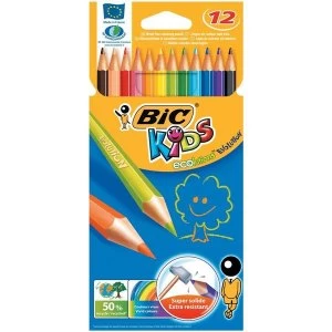 Bic Kids Evolution Pencils Colour Splinter proof Wood free Vivid Assorted Pack of 12 Pencils