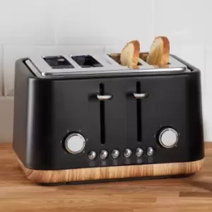 Dunelm Contemporary 4 Slice Matt Black Toaster