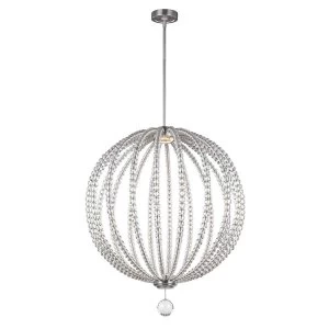 LED 2 Light Large Spherical Ceiling Pendant Satin Nickel