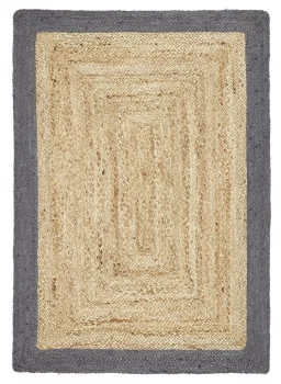 Origins Jute Border Woven Cut Pile Rug - 160x230cm - Grey