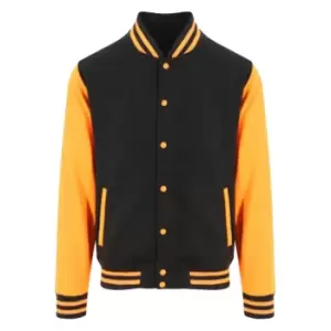 Awdis Unisex Varsity Jacket (XS) (Jet Black/Orange Crush)