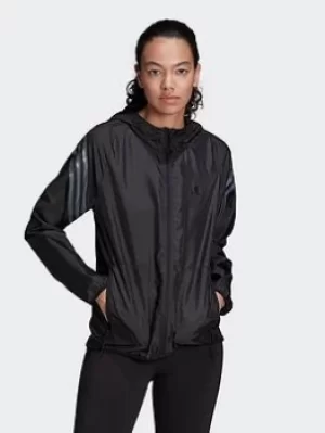 adidas Run Icons 3-stripes Hooded Running Windbreaker, Black, Size S, Women