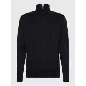 Tommy Hilfiger Pima Org Ctn Cashmere Zip Mock - Black