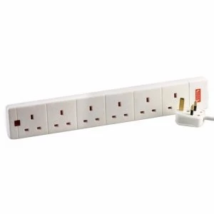 Zexum 6G 1M/2M White Surge Protected Extension Lead - 1 Meter