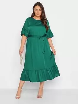 Yours Satin Smock Dress, Green, Size 24, Women