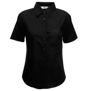 Fruit Of The Loom Ladies Lady-Fit Short Sleeve Poplin Shirt (S) (Black)