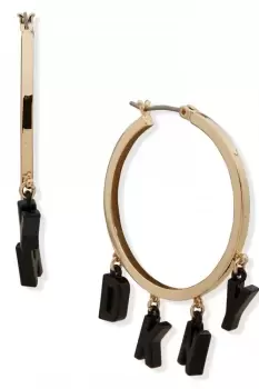 Ladies DKNY Jewellery PE 35MM DKNY HOOP GLD/BLACK 04G00388