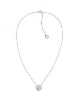 Tommy Hilfiger Classic Silver Plated Cubic Zirconia Pendant Ladies Necklace